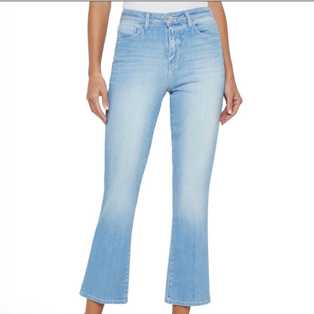 L'AGENCE Tati High Rise Cropped Jeans Essex Light Wash Blue Denim Size 29